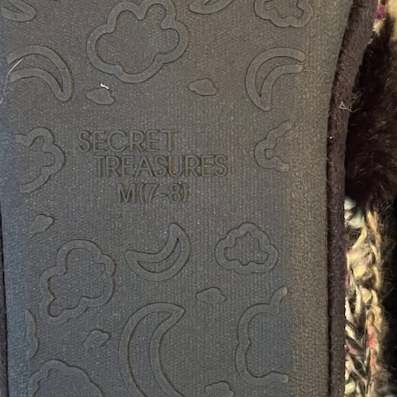NEW-SECRET TREASURES | Women's Knit Slippers Faux Fur Lining Sequin Accents - Picture 9 of 9